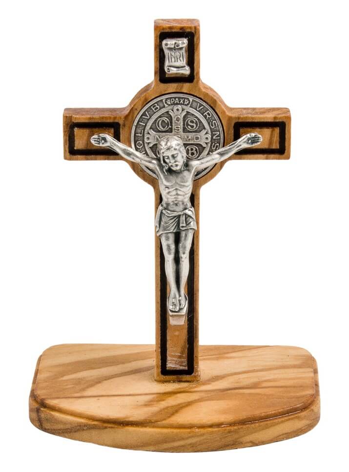Croix de saint Benoît en bois d'olivier