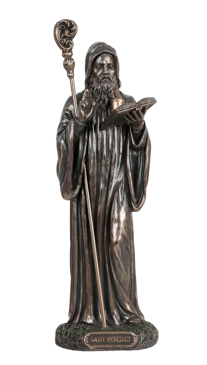 Statue bronze coulé à froid saint Benoît