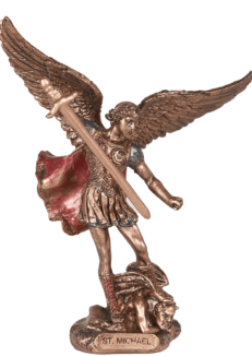 Statue bronze coulé à froid et coloré saint Michel