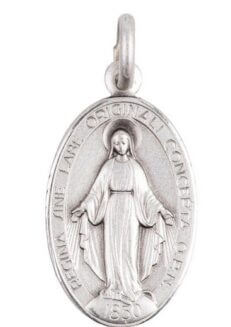 Médaille Miraculeuse en argent massif - Texte en Latin H. 2 cm. Livrée en boite.
