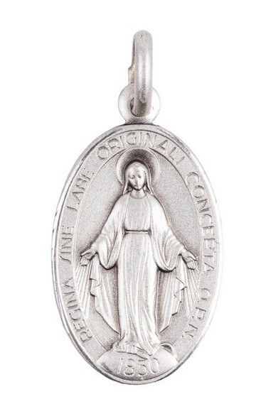 Médaille Miraculeuse en argent massif - Texte en Latin H. 2 cm. Livrée en boite.